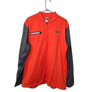 NWOT Russell Mens Oklahoma State Cowboys OSU 1/4 Zip Pullover Orange Gray XL